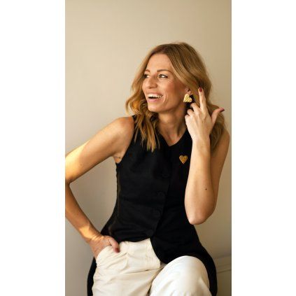 Náušnice Adriana Pesti Jewellery Hearts maxi