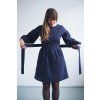 Šaty Minile Simple Puff Seersucker Dark Blue
